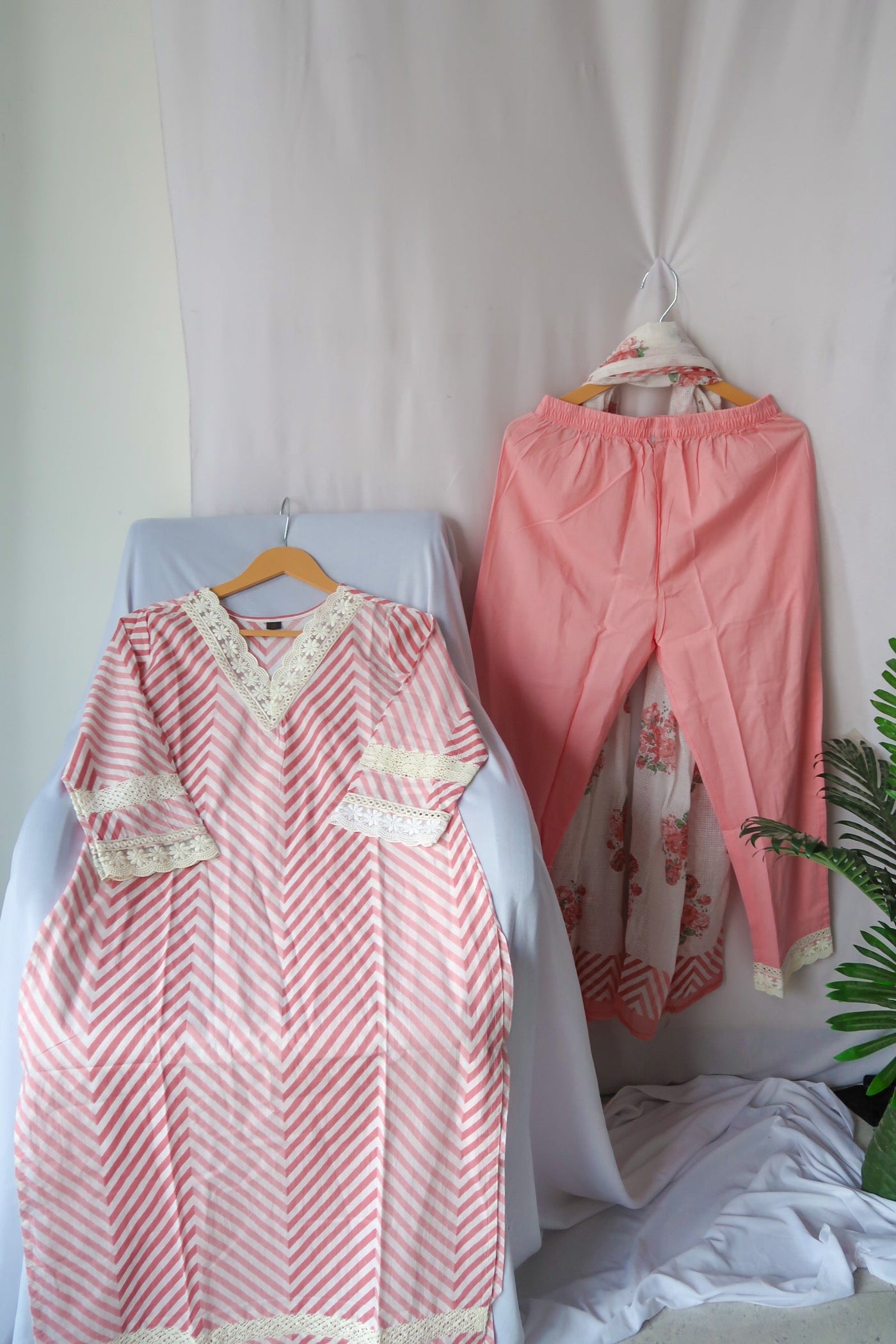 Coral Floral Suit Set