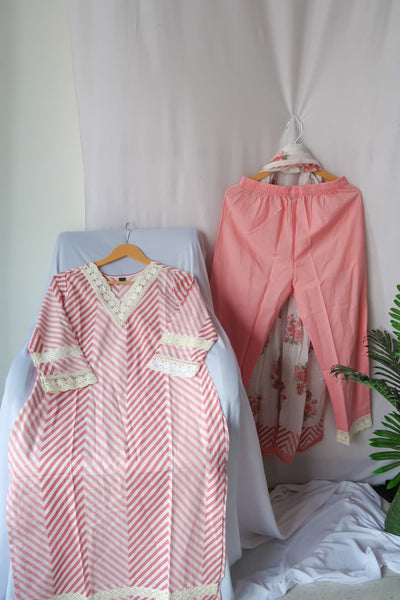 Coral Floral Suit Set