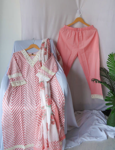 Coral Floral Suit Set