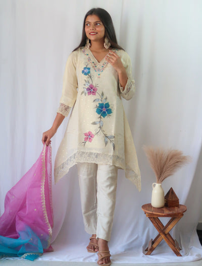 Pearl Zari Princess Cut Suit Set (Slim fit) - SALE