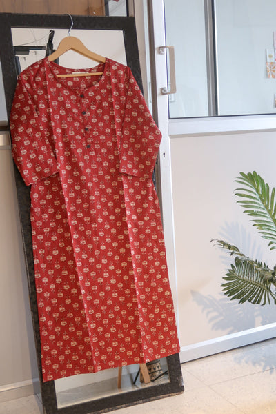 Red Mini Butta Kurta - Daily Essential